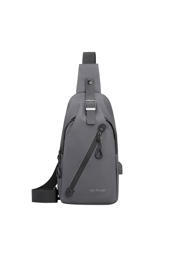 Mens Outdoor USB Charging Chest Bag,Trendy Crossbody Sling with Adjustable Strap,Durable Oxford and Nylon Material,Anti-theft Zipper Pockets for Gym,Cycling,Travel(13" x 6,7" x 2,8")