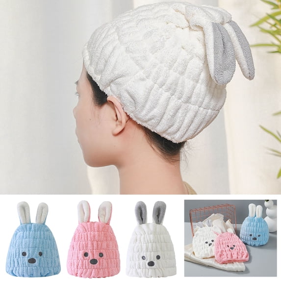 BCZHQQ Microfiber Hair Towel Wrap for Kids Girls or Women,Cute Quick Drying Rabbit Hair Turban Bath Tool,Soft Absorbent Hair Dry Hat Lightweight Bouncy Hat Headscarf for Wet Hair