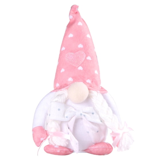BCZHQQ Mother's Day Lighted Gnome Faceless Doll Gifts 9inch Handmade Swedish Nordic Nisse Scandinavian Dwarf Elf Holding Pink Rose Decorated,Mother's Day Gift