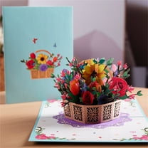 BCZHQQ Mothers Day Card 3D Flower Basket Pop up Cards Paper Flowers Bouquet Birthday Cards Sunflower Tulip Mother's Day Greeting Cards Gifts for Mom Women - Includes Envelope and Note Tag