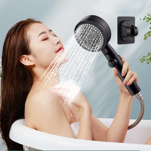 BCZHQQ Multifunctional Hand Shower,High-Pressure 8-Modes Handheld Shower Head with Non-clogging Nozzle for Home,Hotel,Bathtub with Swivel Spray Function,Black