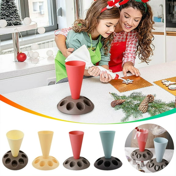 BCZHQQ Pastry Bag Stand Icing Bag Holder Pastry Bag Holder with 8 Icing Tips Slots Flower Mouth Stand Holder Plastic Storage Organizer for Kitchen