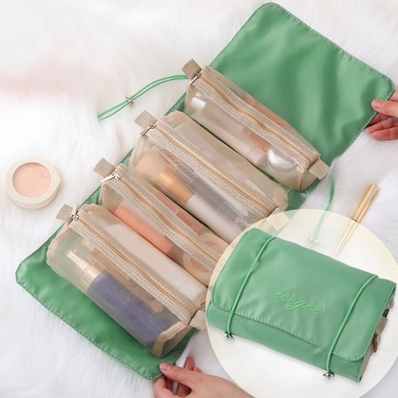 BCZHQQ Roll Up Makeup Bag,Hanging Toiletry Bag,4 in 1 Detachable Cosmetic Bag,4 Removable Storage Bags,Travel Makeup Organizer Bags for Women Men,Summer Savings Clearance
