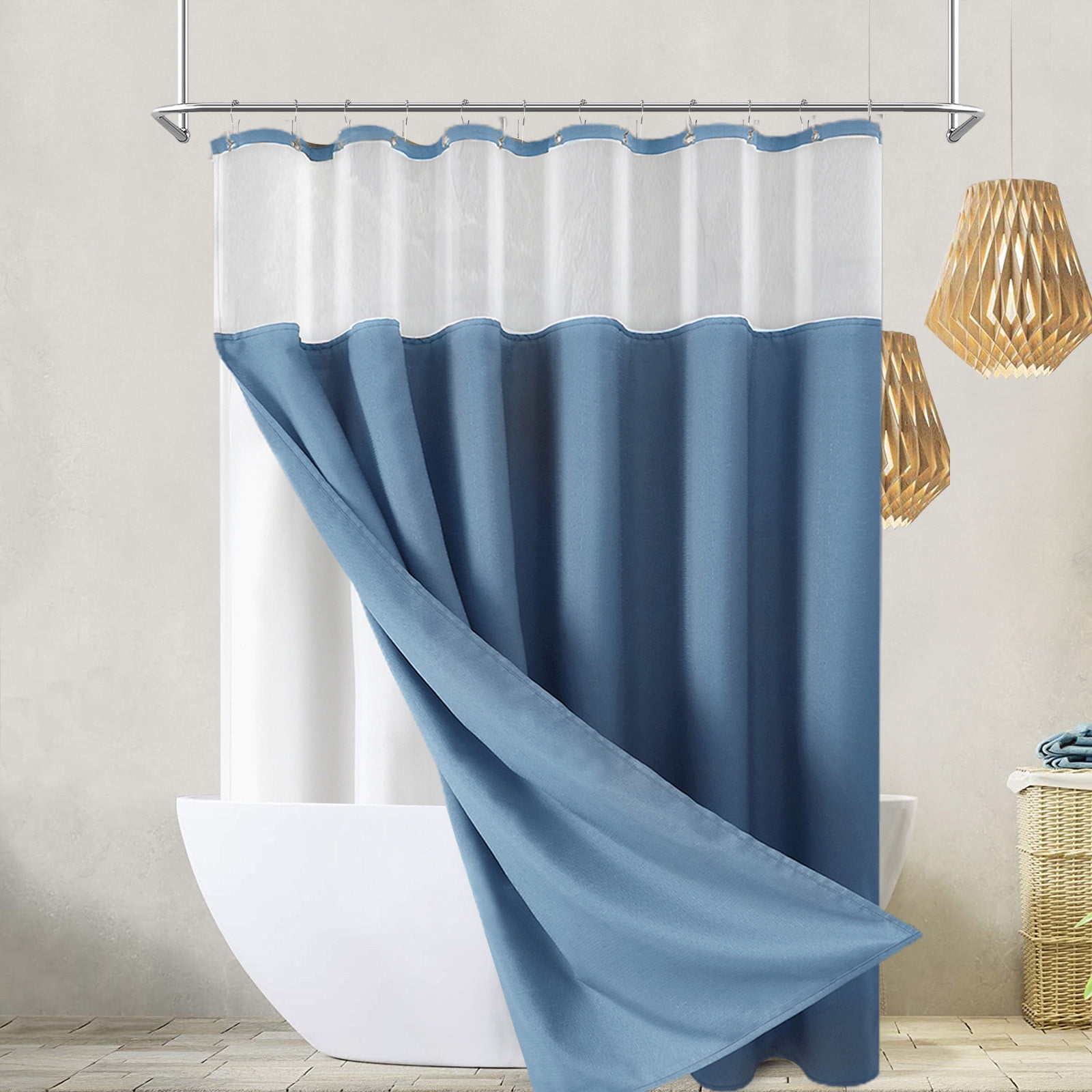 BCZHQQ Shower Curtain with Snapin Fabric Liner & Hooks SetHotel Style,WaterRepellent