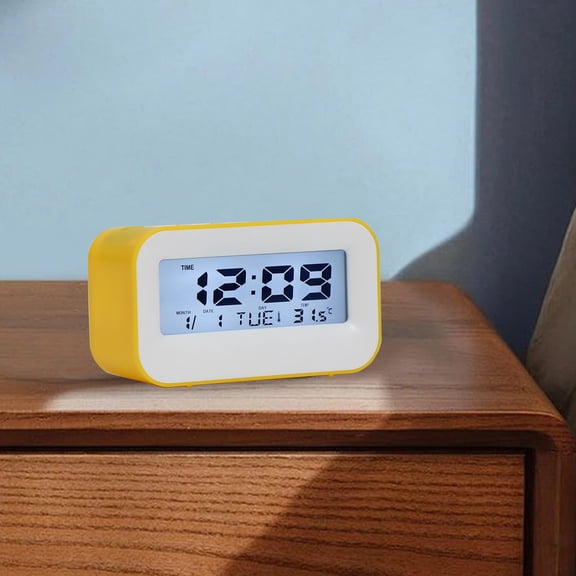 BCZHQQ Simples Display Alarm Clock for Students - HD Electronic Clock with Perpetual Calendar,Multiple Alarms,Stopwatch,Timer - 4.33x2.48x1.77in - Eco-Friendly & Stylish Design - Yellow