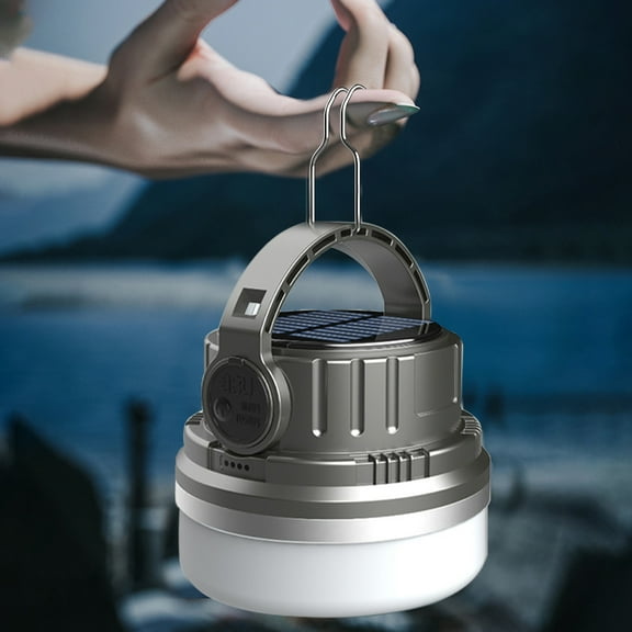 BCZHQQ Solar Camping Lantern with String Lights,Light Strip Easily Store,Rechargeable Lantern with 6 Modes,Durable Waterproof Portable Tent Light,Camping Essentials for Hiking Power Outage