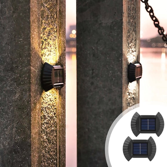 BCZHQQ Solar Wall Lights Outdoor,Up & Down Black Plastic Waterproof Dusk-to-Dawn Fence Lights,3.94x2.95x0.79in,Auto On,Off,For Patio,Yard,Garden,Garage