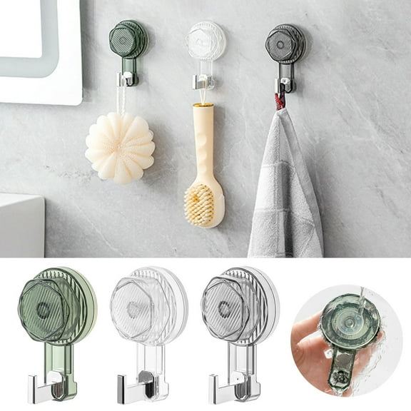 BCZHQQ Suction Cup Hooks,Reusable Waterproof Shower Hook,2Pcs Vacuum Suction Hooks - Razor Holder - Wreath Hook - Multi-Use for Bathroom Kitchen Office,Storage & Organization for Accessories