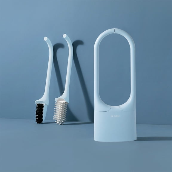 BCZHQQ Toilet Brush Set,2-in-1 Wall-Mounted Bathroom Brush,White/Blue,16.34x6.3x2.83in,Space-Saving,Soft & Hard Bristles,Great Gift (1 Pc)