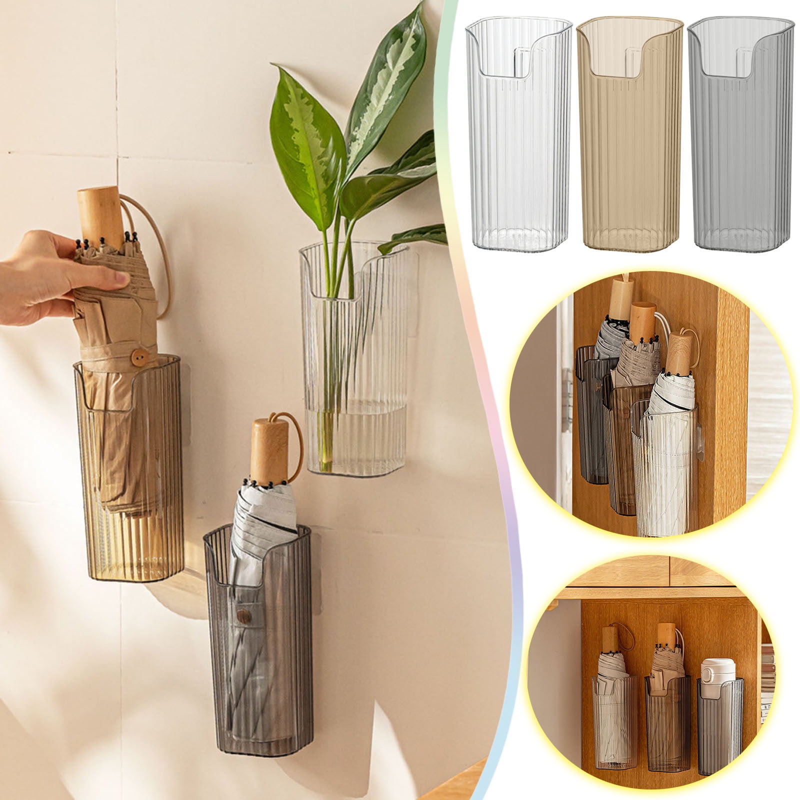 BCZHQQ Umbrella Wall Mounted Storage Container,Adhesive Storage