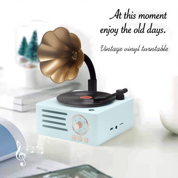 BCZHQQ Vintage-Chic Bluetooth Speaker: Vinyl Record Design, Powerful Bass, Perfect Gift for Her - Classic Style Volume Boost