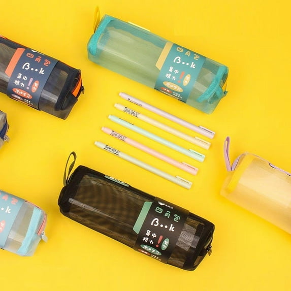 BCZHQQ Zipper Mesh Bags,Widened Pencil Case,Beauty Makeup Cosmetic Accessories Organizer,Travel Toiletry Kit Set Storage Pouch,Assorted Colors,Summer Clearance