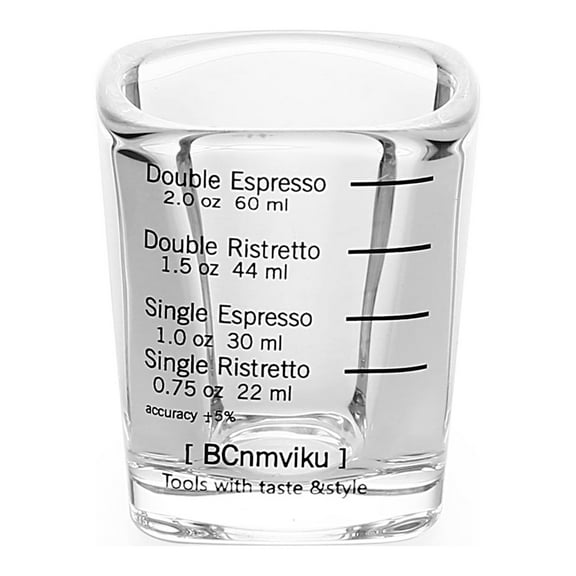 BCnmviku 1 Pack Espresso Shot Glasses Measuring Cup Liquid Heavy Glass for Baristas 2oz for Single Shot of Ristrettos