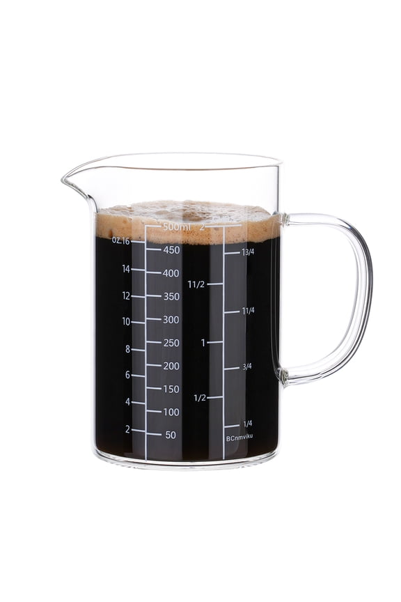 500ML 2 CUP Glass Measuring Cup With Handle, High Borosilicate Glass Three Scales (OZ, Cup, ML/CC for Kitchen or Restaurant Easy To Read