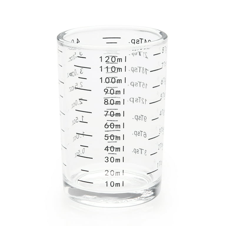 Glass Measuring Cup 4 Ounce/120 ML Liquid Heavy High Espresso Glass Cup  with Black Line Letters Italian Coffee Baking Measuring Cup for