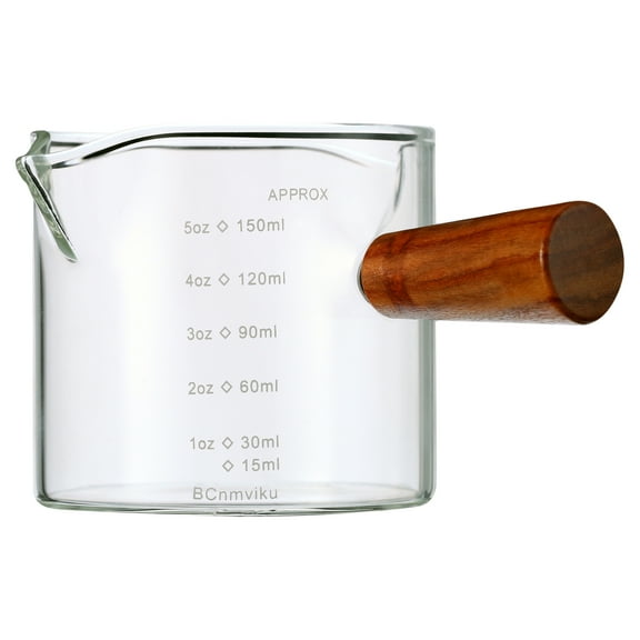 BCnmviku Measuring Cup Shot Glass 4 Ounce/120ML Liquid Heavy High Espresso Glass Cup Red Line