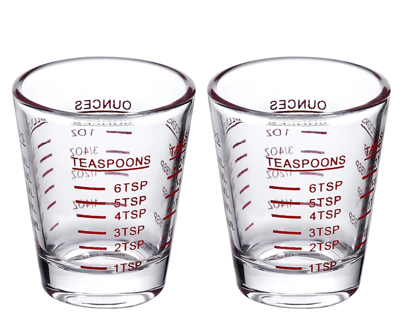 BCnmviku Shot Glasses Measuring cup Espresso Shot Glass Liquid Heavy Glass  Wine Glass 2 Pack 26-Incremental Measurement 1oz, 6 Tsp, 2 Tbs, 30ml (2pack