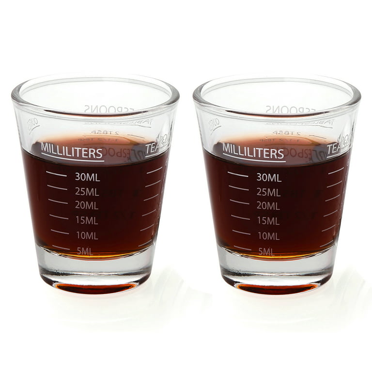 BCnmviku Shot Glasses Measuring cup Espresso Shot Glass Liquid Heavy Glass  Wine Glass 2 Pack 26-Incremental Measurement 1oz, 6 Tsp, 2 Tbs, 30ml (2pack  White) 