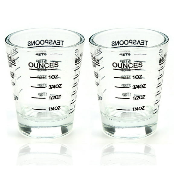 BCnmviku Shot Glasses Measuring cup Espresso Shot Glass Liquid Heavy Glass Wine Glass 2 Pack 26-Incremental Measurement 1oz, 6 Tsp, 2 Tbs, 30ml (2pack black)