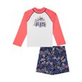 thumbnail image 1 of BCool Boys Long Sleeve Rash Guard Swim Top and Swim Trunks 2-Piece Set, Sizes 4-12, 1 of 4