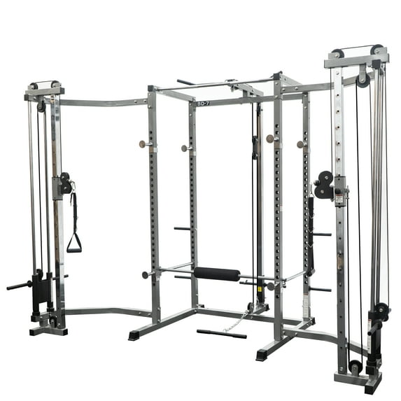 BD-7BCC Power Rack with Lat Pull & Cable Crossover Attachments