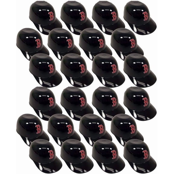 BD&A MLB Mini Batting Helmet Ice Cream Sundae/Snack Bowls, Red Sox - 24 Pack