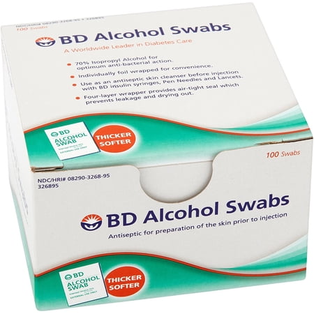 Embecta (Formerly BD) Alcohol Prep Pads, 70% Strength Isopropyl Alcohol, Box of 100 Individual Packets