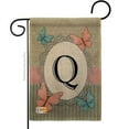thumbnail image 1 of BD-BG-G-130147-IP-DB-D-US14-BD 13 x 18.5 in. Butterflies Q Initial Burlap Garden Friends Bugs & Frogs Impressions Decorative Vertical Double Sided Flag, 1 of 1