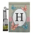 thumbnail image 1 of BD-BG-GS-130138-IP-BO-D-US14-BD 13 x 18.5 in. Butterflies H Initial Garden Friends Bugs & Frogs Impressions Decorative Vertical Double Sided Flag Set with Banner Pole, 1 of 1