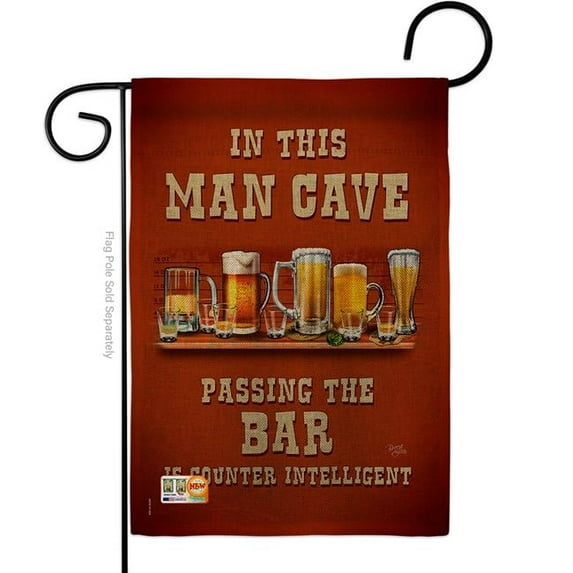 BD-BV-G-117045-IP-DB-D-US18-SB 13 x 18.5 in. Man Cave Passing the Bar Burlap Happy Hour & Drinks Beverages Impressions Decorative Vertical Double Sided Garden Flag
