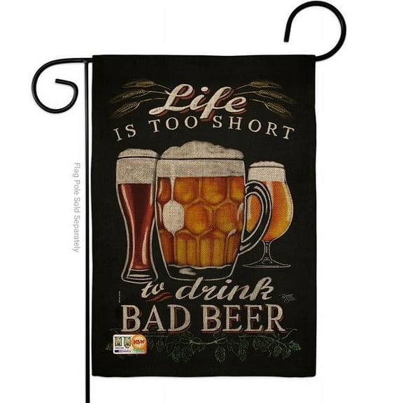 BD-BV-G-117050-IP-DB-D-US18-WA 13 x 18.5 in. Drink Bad Beer Burlap Happy Hour & Drinks Beverages Impressions Decorative Vertical Double Sided Garden Flag