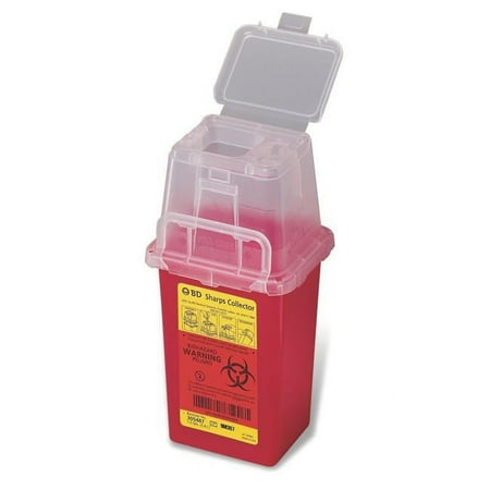 Becton Dickinson Multi-purpose Sharps Container 1 Quart Red Base Flip-Top Lid, Model 305635