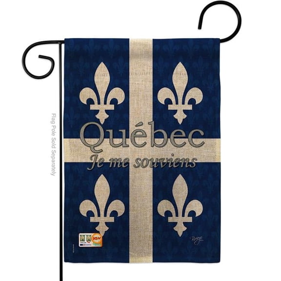 BD-CP-G-108165-IP-DB-D-US13-BD 13 x 18.5 in. Quebec Burlap Flags of the World Canada Provinces Impressions Decorative Vertical Double Sided Garden Flag