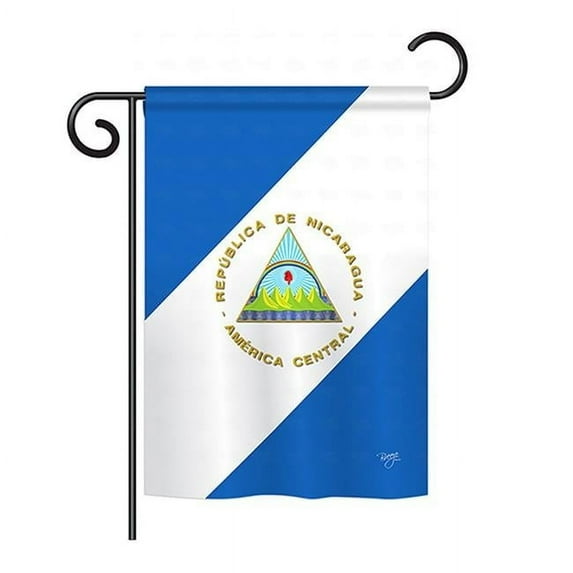 BD-CY-GS-108160-IP-BO-D-US13-BD 13 x 18.5 in. Nicaragua Flags of the World Nationality Impressions Decorative Vertical Double Sided Garden Flag Set with Banner Pole