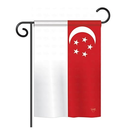 BD-CY-GS-108258-IP-BO-D-US15-BD 13 x 18.5 in. Singapore Flags of the World Nationality Impressions Decorative Vertical Double Sided Garden Flag Set with Banner Pole
