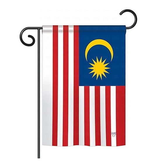 BD-CY-GS-108259-IP-BO-D-US15-BD 13 x 18.5 in. Malaysia Flags of the World Nationality Impressions Decorative Vertical Double Sided Garden Flag Set with Banner Pole