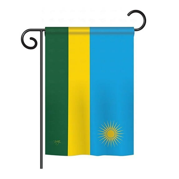 BD-CY-GS-108292-IP-BO-D-US15-BD 13 x 18.5 in. Rwanda Flags of the World Nationality Impressions Decorative Vertical Double Sided Garden Flag Set with Banner Pole