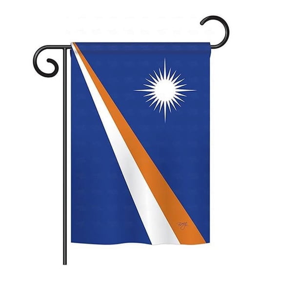 BD-CY-GS-108356-IP-BO-D-US15-BD 13 x 18.5 in. Marshall Islands Flags of the World Nationality Impressions Decorative Vertical Double Sided Garden Flag Set with Banner Pole
