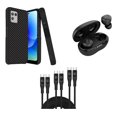 thumbnail image 1 of BD Combo Bundle Case for Moto G Power 5G 2023 Case - (Carbon Fiber) Dual Shockproof Protector Armor Case with Noise-Cancelling Wireless Earbuds, USB-C to USB-C Cables (3ft, 6ft, 10ft), 1 of 5