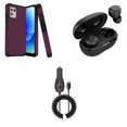 thumbnail image 1 of BD Combo Bundle Case for Moto G Power 5G 2023 Case - (Dark Purple) Dual Shockproof Protector Armor Case with Wireless Earbuds with Charging Case, 15W Fast Charging USB-C Car Charger (5.7 Foot), 1 of 5