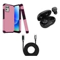thumbnail image 1 of BD Combo Bundle Case for Moto G Power 5G 2023 Case - (Pink Wine) Dual Shockproof Protector Armor Case with Wireless Earbuds with Charging Case, Digital LED Display USB-C to USB-C Cable (3.3 Feet), 1 of 5