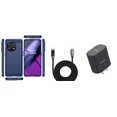 thumbnail image 1 of BD Combo Bundle Case for OnePlus 11 5G Case - (Dark Navy Blue) Slim TPU Flexible Carbon Fiber Armor Case with UL Listed Type-C PD Wall Charger, Digital Display USB-C to USB-C Cable, 1 of 5