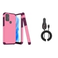 thumbnail image 1 of BD Dual Cover Designed for Moto G Play 2023 Case - (Pink Wine) Shockproof Protector Armor Case with 15W Fast Charging Type-C (USB-C) Power Adapter Car Charger (5.7 Foot), 1 of 4