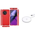 thumbnail image 1 of BD Flexible Cover Designed for OnePlus 11 5G Case - (Red) Slim TPU Armor Carbon Fiber Case with 15W Magnetic High Powered Fast Charging Wireless Charger, 1 of 4