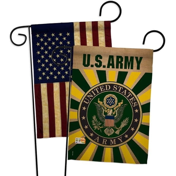 BD-MI-GP-108396-IP-DBAA-D-US18-UA 13 x 18.5 in. Military Impressions Decorative Vertical Double Sided USA Vintage Army Burlap Americana Applique Garden Flags - Pack of 2