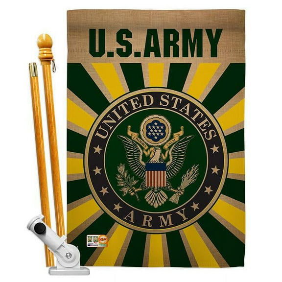BD-MI-HS-108396-IP-BO-D-US18-UA 28 x 40 in. Army Americana Military Impressions Decorative Vertical Double Sided House Flag Set with Pole Bracket Hardware