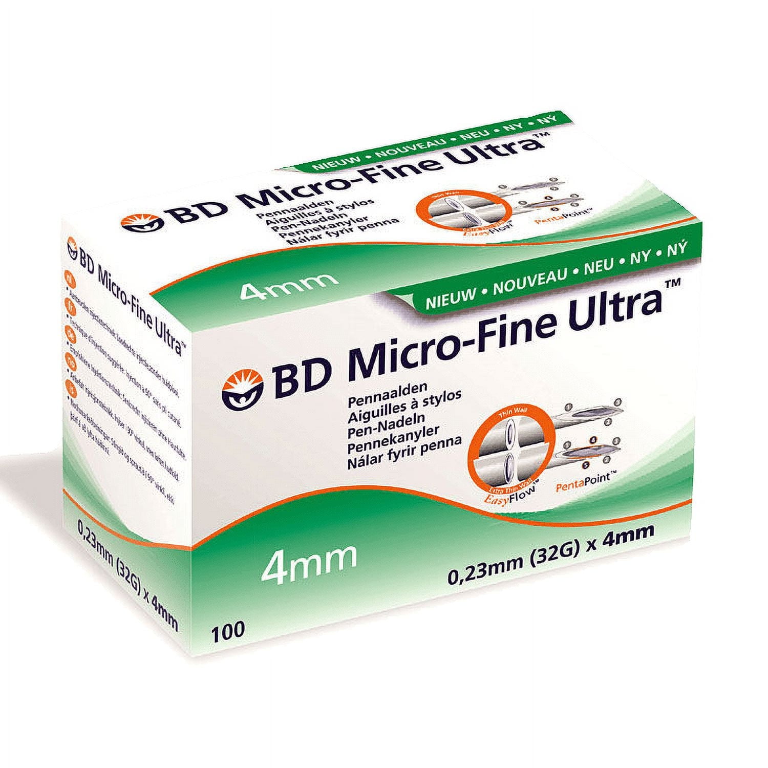 BD Micro-Fine Plus 100 Pcs. 0.25mm x 4 mm Pen