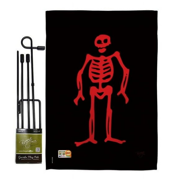 BD-PI-GS-107035-IP-BO-D-US13-BD 13 x 18.5 in. Edward Low Coastal Pirate Impressions Decorative Vertical Double Sided Garden Flag Set with Banner Pole