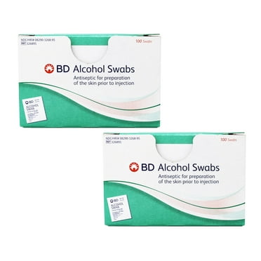 BD Regular Alcohol Swabs, 100 Count (Pack of 2)