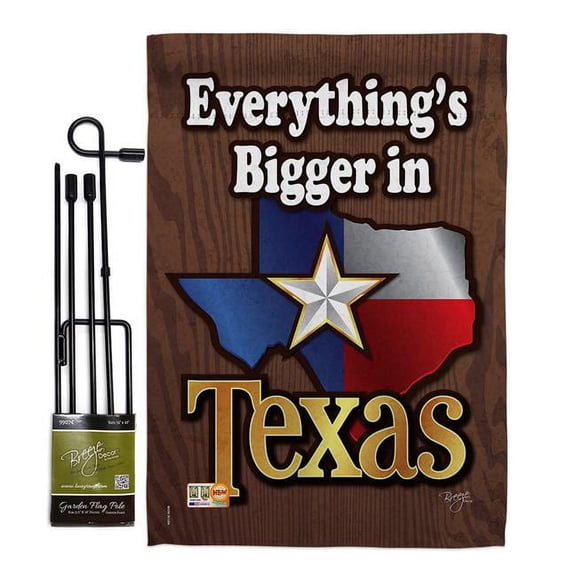 BD-SS-GS-108067-IP-BO-D-US12-BD 13 x 18.5 in. Texas Americana States Impressions Decorative Vertical Double Sided Garden Flag Set with Banner Pole